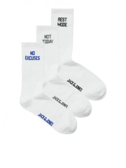 Jack & Jones Power Statements Chaussettes de tennis Blanc lot de 3 - Sous-vêtements & bain - Sous-vêtements Grande Taille