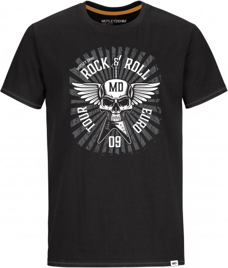 Motley Denim HENLOW T-shirt Black - T-shirts - T-shirts Homme Grande Taille