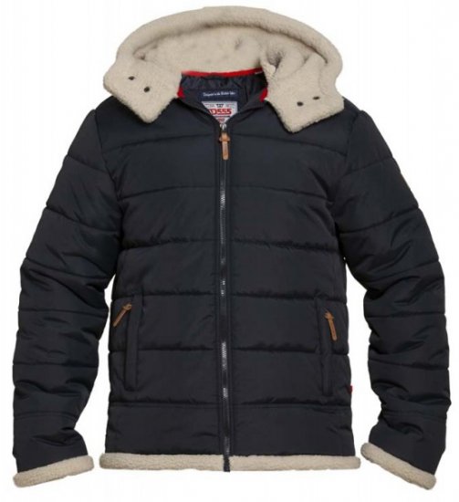 D555 Hudson Hooded Puffer Jacket Navy - Vestes - Vestes homme grandes tailles