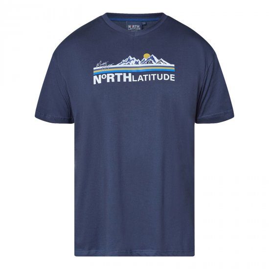 North Latitude Mountain T-Shirt V-Neck Bleu marine - TALL T-shirts - T-Shirts Longueur Extra pour Grands Hommes