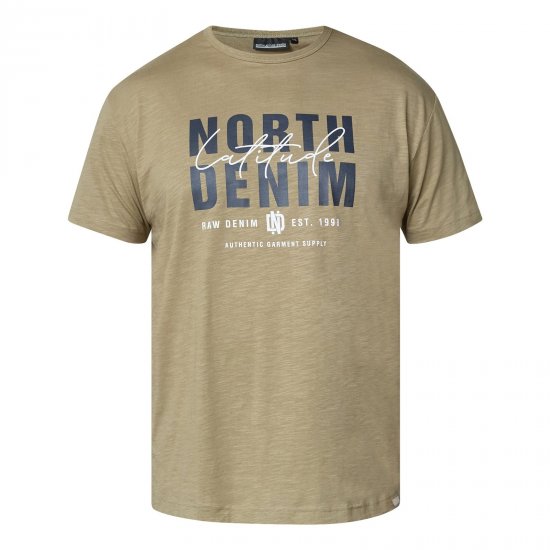 North Latitude T-Shirt Slub With Print Marron/Beige - T-shirts - T-shirts Homme Grande Taille