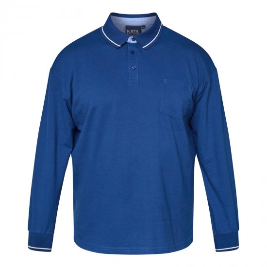 North Latitude Superflex Polo LS Bleu - Polos - Polos homme grande taille