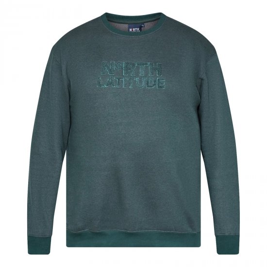 North Latitude Crewneck Logo Sweat Vert/Kaki - Sweatshirts & hoodies - Sweatshirts/Hoodies grande taille homme