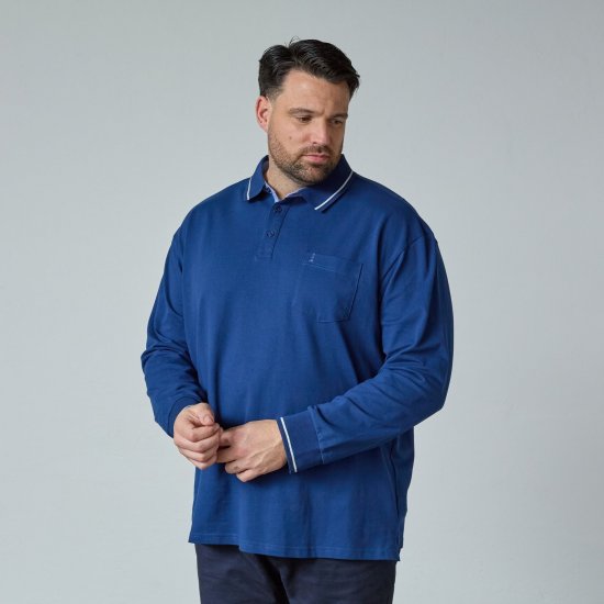 North Latitude Superflex Polo LS Bleu - Polos - Polos homme grande taille