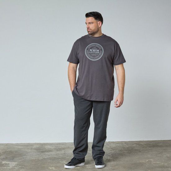 North Latitude T-Shirt Gris/Charcoal - TALL T-shirts - T-Shirts Longueur Extra pour Grands Hommes