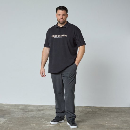 North Latitude Logo Polo Noir - TALL polos - Polos coupe TALL pour hommes grands