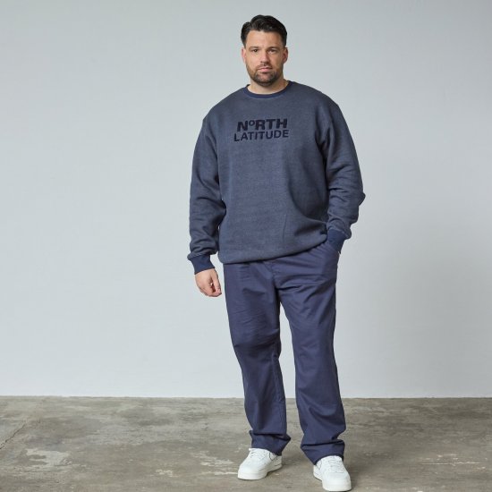 North Latitude Crewneck Logo Sweat Bleu marine - TALL sweatshirts - Sweatshirts TALL pour hommes grands
