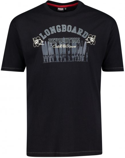 Adamo Longboard Regular Fit Printed T-shirt Black - T-shirts - T-shirts Homme Grande Taille