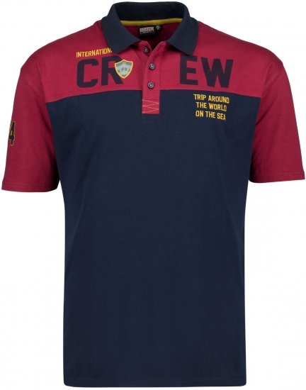 Adamo Crew Printed Jersey Poloshirt Burgundy - Polos - Polos homme grande taille