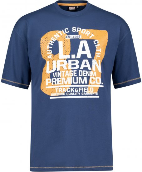 Adamo Urban Comfort Fit Printed T-shirt Denim Blue - T-shirts - T-shirts Homme Grande Taille