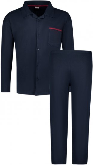 Adamo Benno Buttoned Long sleeve Pyjama Navy - Sous-vêtements & Bain - Sous-vêtements Grande Taille