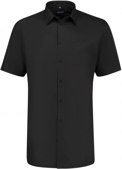 Adamo Warren Comfort Fit Short Sleeve Shirt Black - Chemises - Chemises Grandes Tailles Hommes