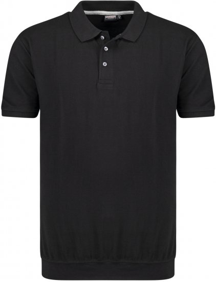 Adamo Kadir Polo Shirt with Cuffed Hem Black - Polos - Polos homme grande taille