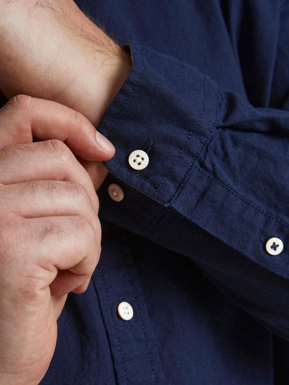 Jack & Jones Summer Shirt L/S Navy - Chemises - Chemises Grandes Tailles Hommes