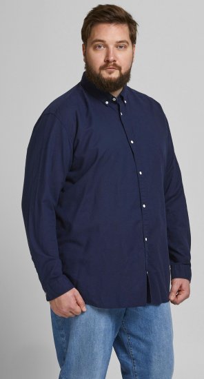 Jack & Jones Summer Shirt L/S Navy - Chemises - Chemises Grandes Tailles Hommes