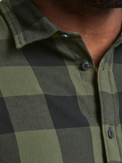 Jack & Jones Gingham L/S Shirt Dusty Olive - Chemises - Chemises Grandes Tailles Hommes