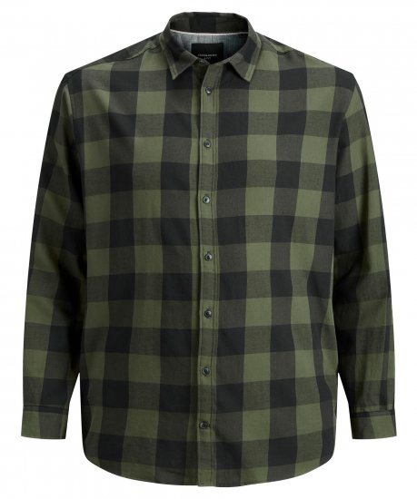 Jack & Jones Gingham L/S Shirt Dusty Olive - Chemises - Chemises Grandes Tailles Hommes