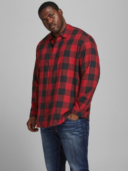 Jack & Jones Gingham Shirt L/S Brick Red - Chemises - Chemises Grandes Tailles Hommes