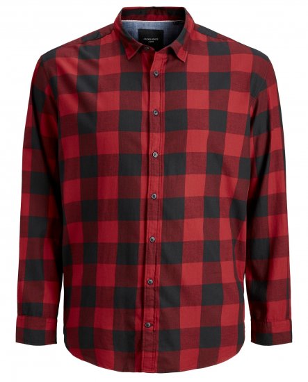 Jack & Jones Gingham Shirt L/S Brick Red - Chemises - Chemises Grandes Tailles Hommes