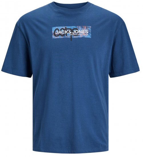 Jack & Jones JCOAOP PRINT T-Shirt Ensign Blue - T-shirts - T-shirts Homme Grande Taille