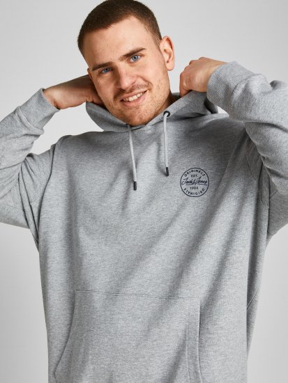 Jack & Jones JJESHARK SWEAT Hoodie Light Grey - Sweatshirts & hoodies - Sweatshirts/Hoodies grande taille homme