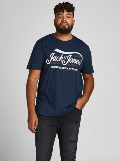 Jack & Jones JPRBLUBOOSTER TEE Navy - T-shirts - T-shirts Homme Grande Taille