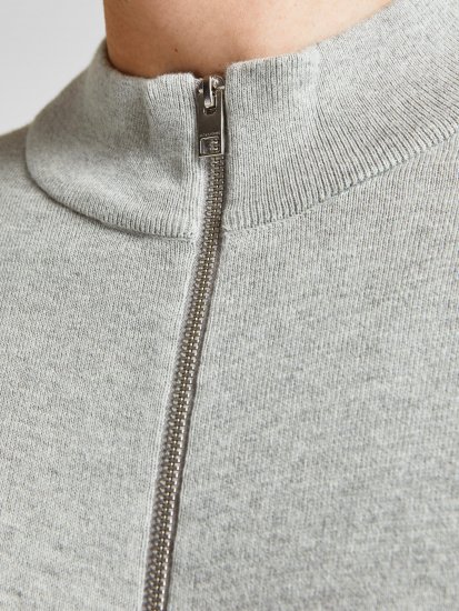 Jack & Jones JJEMIL Knit Turtle Zip Cardigan Light Grey - Sweatshirts & hoodies - Sweatshirts/Hoodies grande taille homme