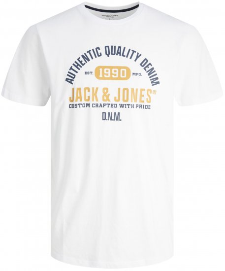 Jack & Jones JJSTAMP TEE White - T-shirts - T-shirts Homme Grande Taille