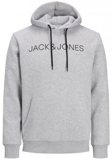 Jack & Jones JJHUGO FLOCK Hoodie Grey - Sweatshirts & Hoodies - Sweatshirts/Hoodies grande taille homme