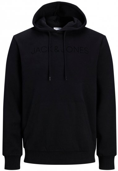 Jack & Jones JJHUGO FLOCK Hoodie Black - Sweatshirts & hoodies - Sweatshirts/Hoodies grande taille homme