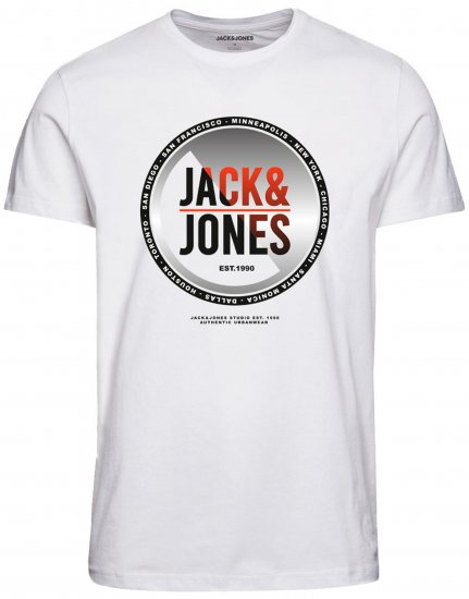 Jack & Jones JJSCOTT TEE White - T-shirts - T-shirts Homme Grande Taille