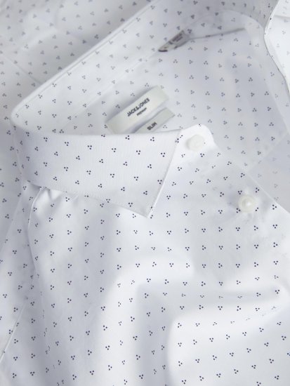 Jack & Jones JPRBLACARDIFF Print Shirt LS White - Chemises - Chemises Grandes Tailles Hommes
