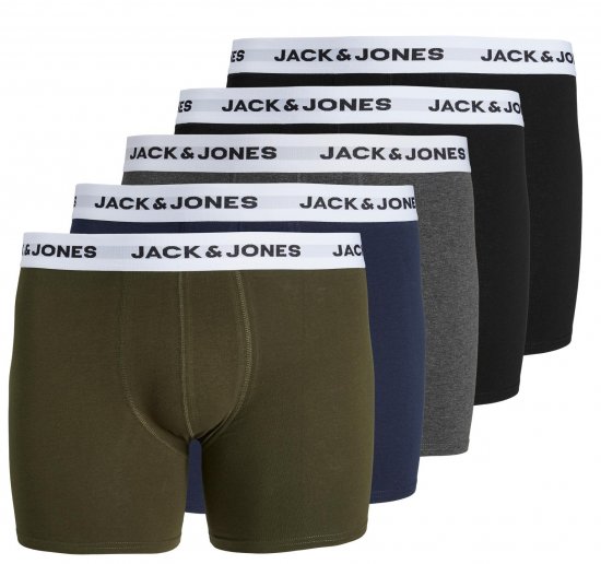 Jack & Jones BASIC White WB Trunks 5-Pack Green - Sous-vêtements & bain - Sous-vêtements Grande Taille