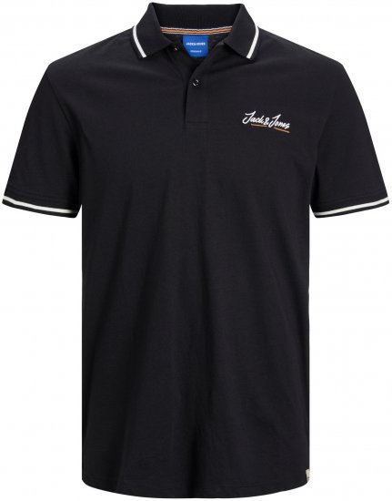 Jack & Jones JORPAUL TONS Polo shirt Black - Polos - Polos homme grande taille