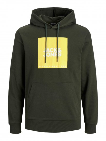 Jack & Jones JJLOCK SWEAT HOOD Dark Green - Sweatshirts & hoodies - Sweatshirts/Hoodies grande taille homme