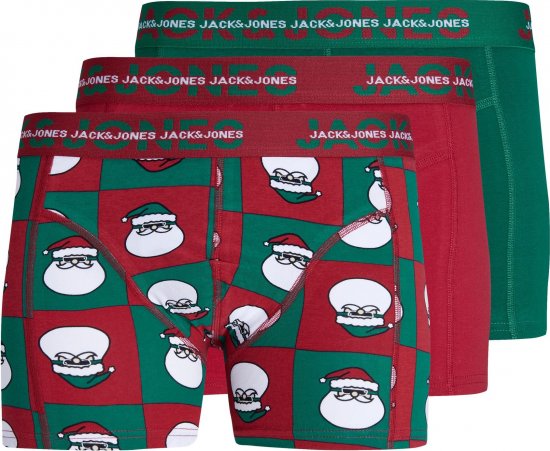 Jack & Jones JACSQUARE SANTA TRUNKS 3 PACK Aventurine - Sous-vêtements & bain - Sous-vêtements Grande Taille
