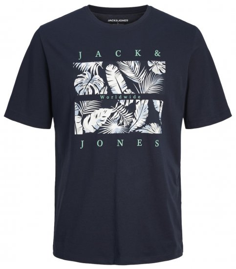 Jack & Jones JJFLOOR T-Shirt Navy Blazer - T-shirts - T-shirts Homme Grande Taille