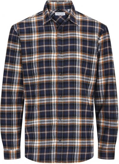 Jack & Jones JOSHUA LS Flannel Shirt Orange - Chemises - Chemises Grandes Tailles Hommes