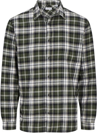 Jack & Jones JOSHUA LS Flannel Shirt Kombu Green - Chemises - Chemises Grandes Tailles Hommes