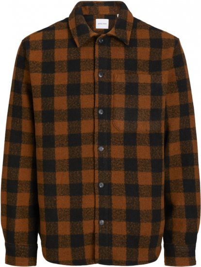Jack & Jones ZAC Brushed Long Sleeve Overshirt Brown - Chemises - Chemises Grandes Tailles Hommes