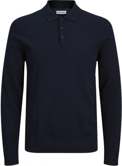 Jack & Jones FRED Long Sleeve Polo Navy Blazer - Polos - Polos homme grande taille