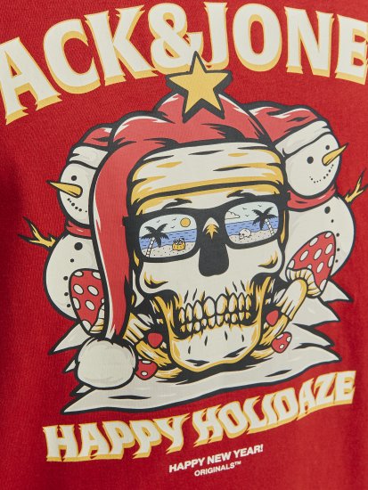 Jack & Jones XMAS Christmas Skull T-Shirt Red - T-shirts - T-shirts Homme Grande Taille