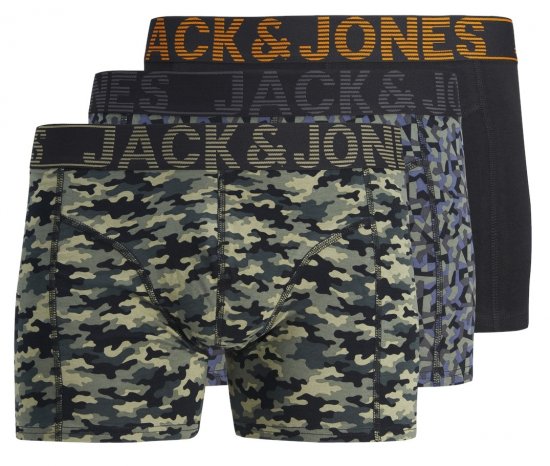 Jack & Jones JACDANNY Trunks 3-Pack Camo/Black - Sous-vêtements & bain - Sous-vêtements Grande Taille