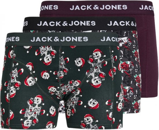 Jack & Jones XMAS Skull Trunks 3-Pack Green/Grey/Red - Sous-vêtements & bain - Sous-vêtements Grande Taille