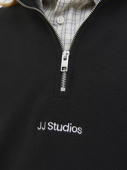 Jack & Jones Soho Half Zip Fleece Sweatshirt Black - Sweatshirts & hoodies - Sweatshirts/Hoodies grande taille homme