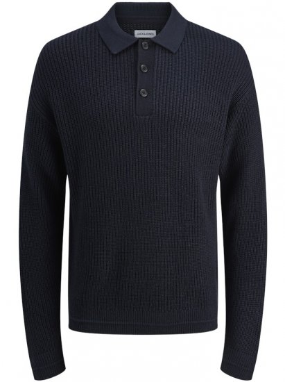 Jack & Jones Kaito Knit Polo Pullover Sky Captain - Sweatshirts & hoodies - Sweatshirts/Hoodies grande taille homme