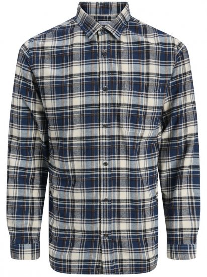 Jack & Jones James Long Sleeve Flannel Shirt Navy Blazer - Chemises - Chemises Grandes Tailles Hommes