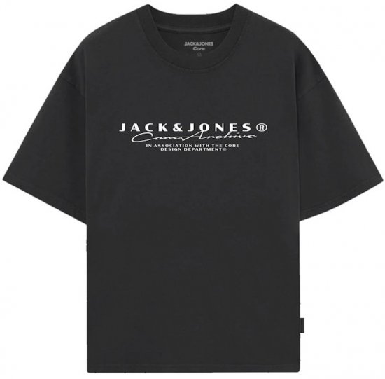 Jack & Jones Point Branding Crew Neck T-Shirt Black - T-shirts avec impression - 