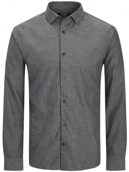 Jack & Jones Parker Melange Long Sleeve Shirt Black - Chemises - Chemises Grandes Tailles Hommes