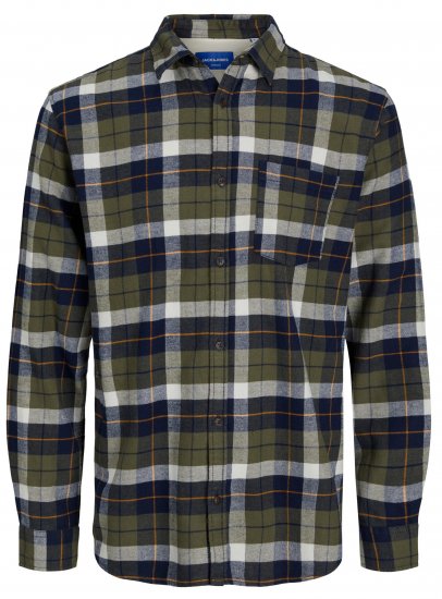 Jack & Jones JOROWEN CHECK COMFORT Shirt Olive - Chemises - Chemises Grandes Tailles Hommes